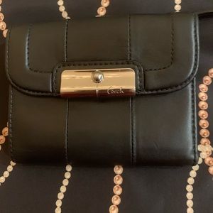 Coach Black Leather Vintage Silver Tone Wallet